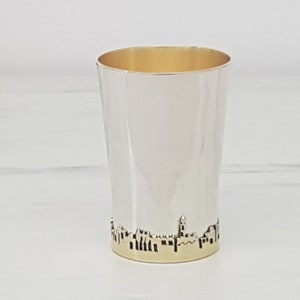 Kiddush Cup, Wine Goblet, Wine Cup, Jewish Wedding Gift, Jerusalem of Gold, Religious Gift, Silver Goblet, Judaica, Ceremony Cup, Shabbat image 6