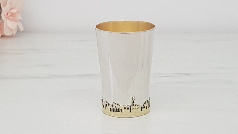 Kiddush Cup, Wine Goblet, Wine Cup, Jewish Wedding Gift, Jerusalem of Gold, Religious Gift, Silver Goblet, Judaica, Ceremony Cup, Shabbat image 6