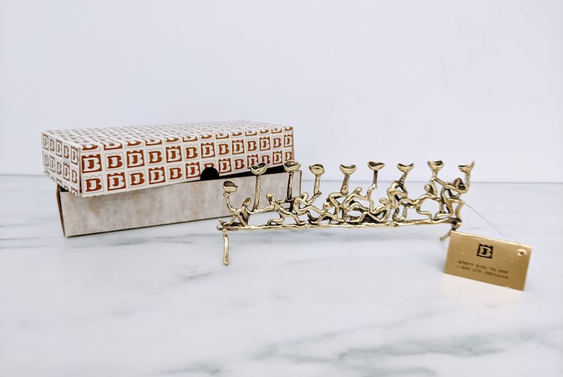 Menorah, Hanukkah Gift, Brass Vintage Menorah, Judaica Collectors piece, Jewish Holiday Gift, Jewish Art, Hanukkah Menorah, Chanukah Gift image 1