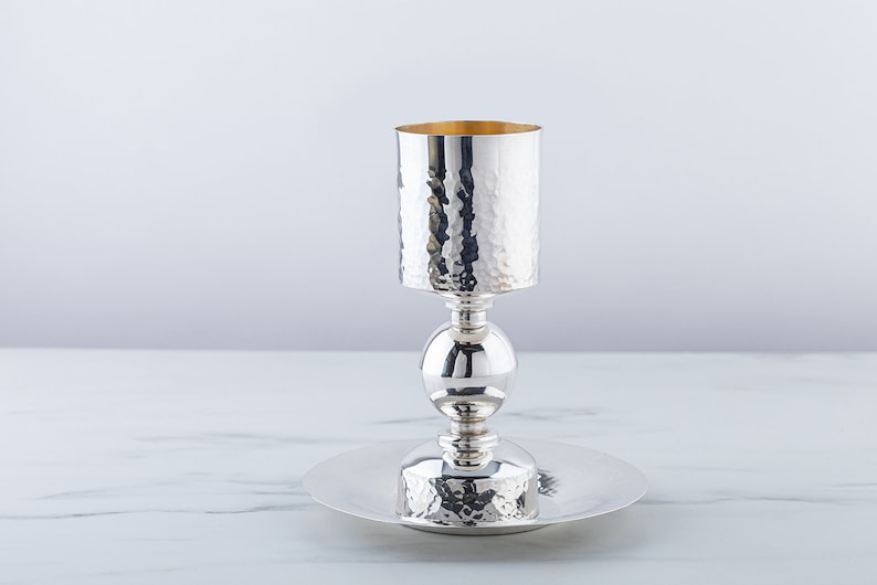 Kiddush cup, Silver Judaica, Silver wine cup, Chalice, Jewish wedding gift, Kos Shel Eliyahu, Passover cup, Bar Mitzva Gift, Shabbat gift, image 1