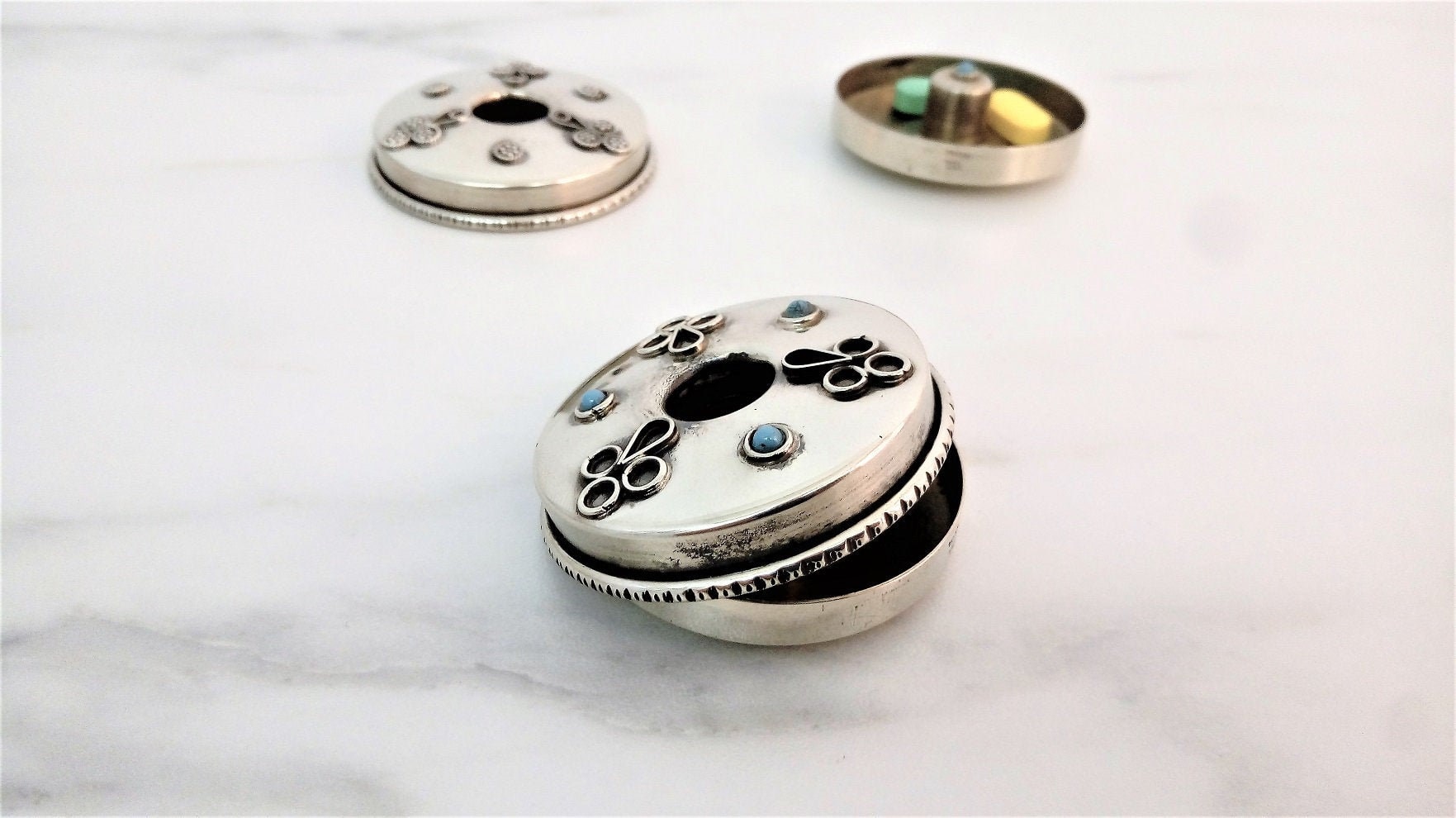Pill Box, Israeli Gifts, Vintage Trinket Box, Handmade Pill Case, PillBox, Jewish Art, Vintage Gift, Made in Israel, Pill Holder, Snuff Box