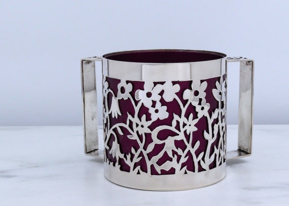 Sterling Silver Washing Cup, Floral Cutout Bier Design, Netilat Yadaim Cup,  Natla, Colourful Background, Personalizing Option, Jewish Gift -  Israel
