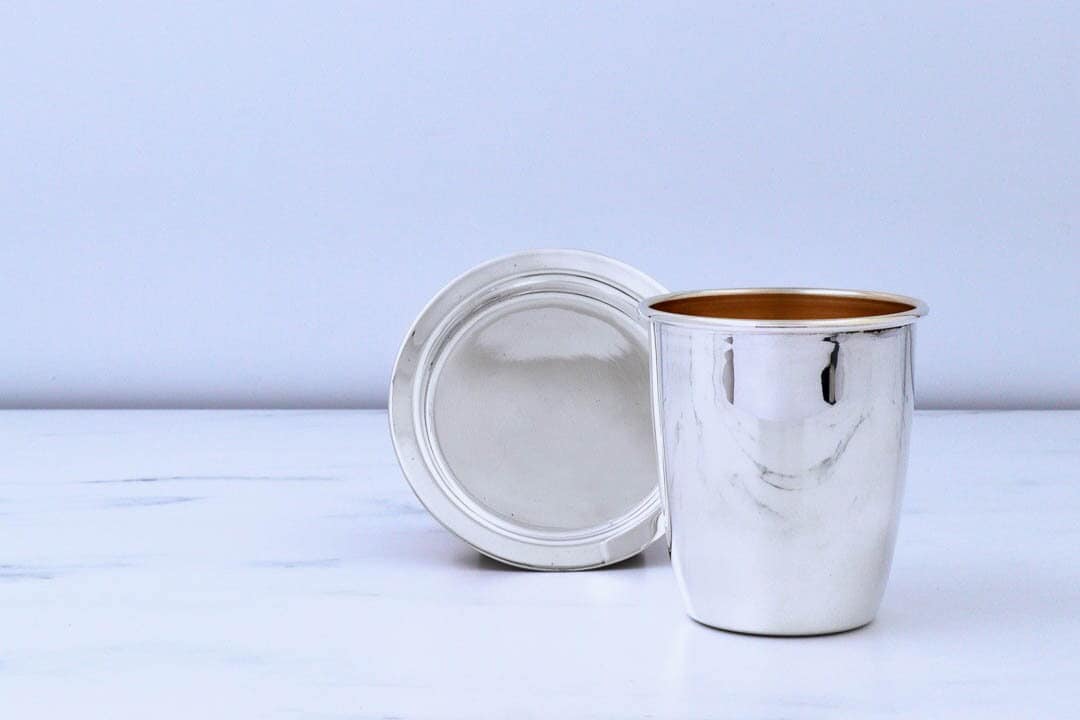 Sterling silver shiny Kiddush cup, Matching coaster, Set for Kiddush, Kiddish cup, Silver goblet, Judaica Gift, Judaica, Shabbat, Havdalah