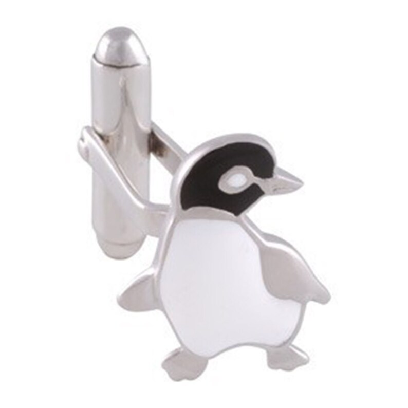 Sterling Silver Enamel Penguin Cufflinks