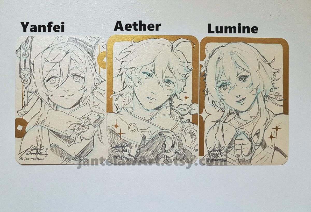 ORIGINALS: Genshin Impact character cards A6 size OOAK | Etsy