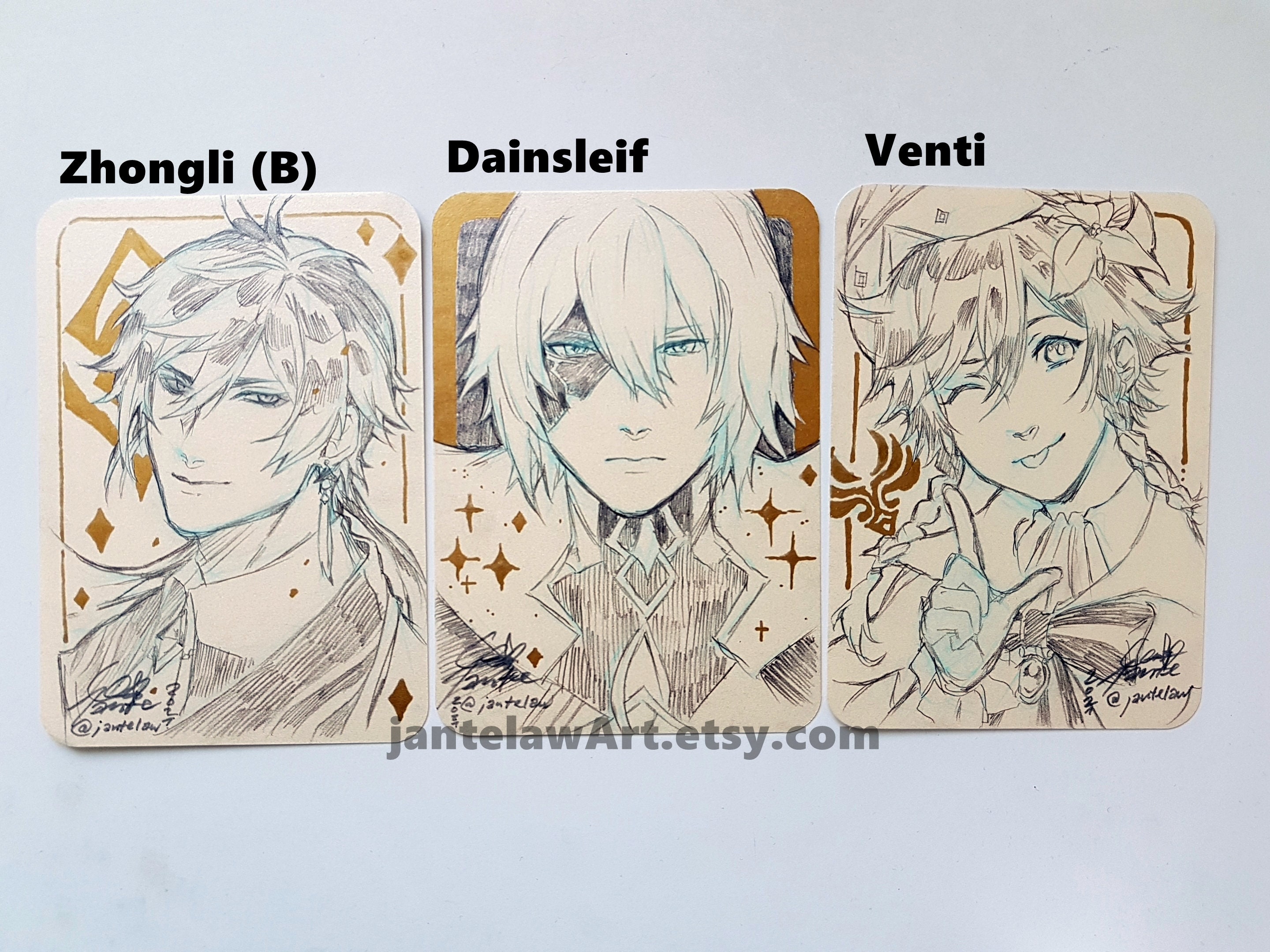 ORIGINALS: Genshin Impact character cards A6 size OOAK | Etsy