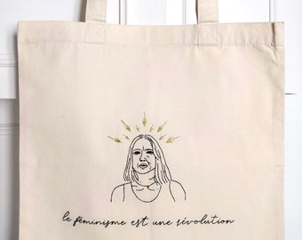 Hand embroidered tote bag dedicated to Virginie Despentes - Le féminisme est une révolution, King Kong théorie, feminism, queer, embroidery