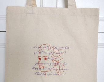 The art of joy hand embroidered tote bag - Goliarda Sapienza, L'art de la joie, L'Arte della gioia, feminist book, queer, embroidery