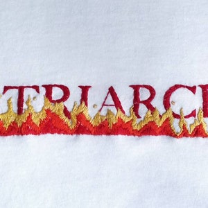 Patriarchy in fire hand embroidered unisex t-shirt burn the patriarchy, feminist, feminism, embroidery image 2