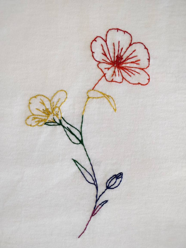 Self acceptance hand embroidered t-shirt embroidery, flower blossom, queer, lgbt, pride image 2