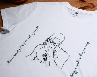 Frank Ocean hand embroidered unisex t-shirt - Blond, Nights, singer, artist, song, quote, queer, gay, lgbt, pride, embroidery