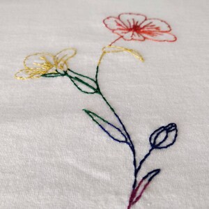 Self acceptance hand embroidered t-shirt embroidery, flower blossom, queer, lgbt, pride image 3