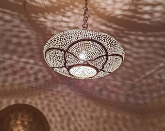 Handmade Moroccan Brass Ceiling Lamp: Boho Home Decor Lighting