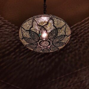 Handmade Moroccan Brass Ceiling Lamp: Boho Light Fixture
