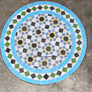 Moroccan Mosaic Table Handmade dinner table, Moroccan Outdoor/ Indoor Mosaic table, Round Mosaic Table, Multicolors, Moroccan home decor.