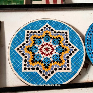 Moroccan Mosaic Table Handmade dinner table, Moroccan Outdoor/ Indoor Mosaic table, Round Mosaic Table, Multicolors, Moroccan home decor.
