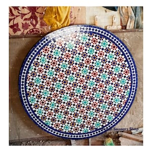 Style Your Patio: Handcrafted Outdoor Table, New Moroccan Mosaic Table, Round table, Moroccan Outdoor/ Indoor table, Mosaic Round Table.