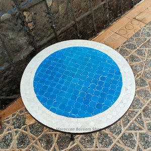 Style Your Patio: Handcrafted Outdoor Table, New Moroccan Mosaic Table, Round table, Moroccan Outdoor/ Indoor table, Mosaic Round Table.