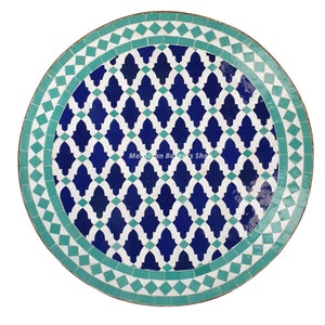 Moroccan Mosaic Table - Round Outdoor Furniture - Handmade Coffee Table for Garden Decor - Mosaic Tile Table for Bohemian Living Spaces