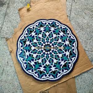 Style Your Patio: Handcrafted Outdoor Table, New Moroccan Mosaic Table, Round table, Moroccan Outdoor/ Indoor table, Mosaic Round Table.