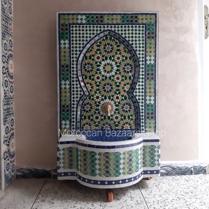 Handmade Moroccan Mosaic Fountain: Indoor/Outdoor Resin Fountain