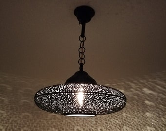 Handmade Moroccan Brass Pendant Light: Boho Chandelier