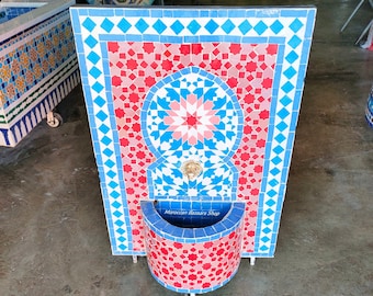 Create a Stunning Ambiance with a Moroccan Handmade Mosaic Fountain – Ideal for Garden and Indoor Spaces! Moroccan wall water fountain.