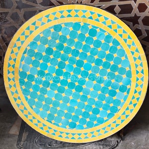Style Your Patio: Handcrafted Outdoor Table, New Moroccan Mosaic Table, Round table, Moroccan Outdoor/ Indoor table, Mosaic Round Table.
