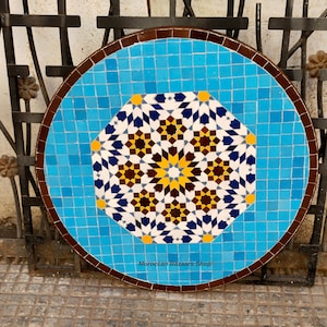 Handcrafted Elegance: Colorful Mosaic Patterns in Every Detail of Your Unique Patio Decor. Moroccan Mosaic Table, dinner table, Round Table.