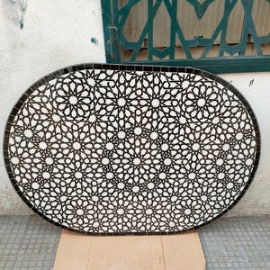 Style Your Patio: Handcrafted Outdoor Table, New Moroccan Mosaic Table, oval table, Moroccan Outdoor/ Indoor table, Mosaic Round Table.
