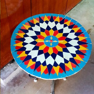 Style Your Patio: Handcrafted Outdoor Table, New Moroccan Mosaic Table, Round table, Moroccan Outdoor/ Indoor table, Mosaic Round Table.