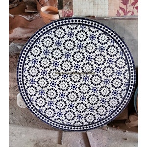 Style Your Patio: Handcrafted Outdoor Table, New Moroccan Mosaic Table, Round table, Moroccan Outdoor/ Indoor table, Mosaic Round Table.