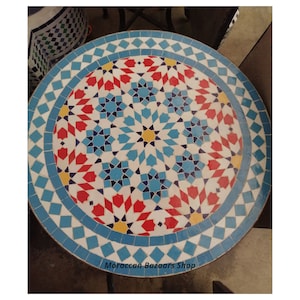 Style Your Patio: Handcrafted Outdoor Table, New Moroccan Mosaic Table, Round table, Moroccan Outdoor/ Indoor table, Mosaic Round Table.