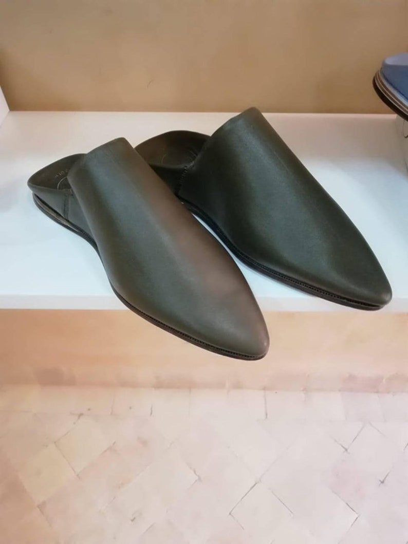 leather mens slippers gift for him grooms slippers mens slippers Moroccan men babouche black slippers fathers day gift.