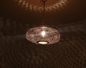 Handmade Moroccan Brass Ceiling Lamp: Boho Light Fixture