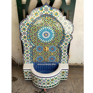 Create a Stunning Ambiance with a Moroccan Handmade Mosaic Fountain – Ideal for Garden and Indoor Spaces! Moroccan mosiac fountain.