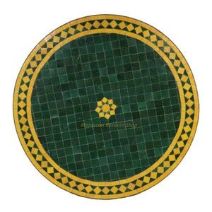 Personalized Handmade Moroccan Mosaic Table | Authentic Moroccan Mosaic Zellige Wrought Iron Bistro Table | Outdoor Moroccan Craft Furniture