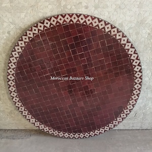 Personalized Handmade Moroccan Mosaic Table | Authentic Moroccan Mosaic Zellige Wrought Iron Bistro Table | Outdoor Moroccan Craft Furniture