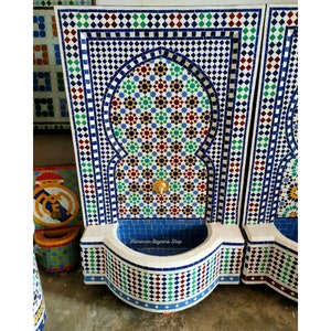 Create a Stunning Ambiance with a Moroccan Handmade Mosaic Fountain – Ideal for Garden and Indoor Spaces! Moroccan wall water fountain.