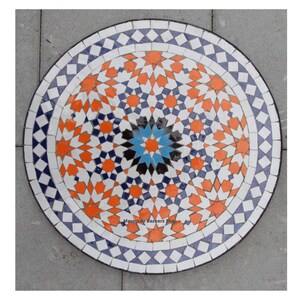 Moroccan Mosaic Tile Table – Round Outdoor Coffee Table – Patio and Garden Furniture – Authentic Moroccan Decor for Indoor & Outdoor Spaces