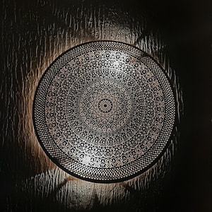 Handmade Moroccan Brass Wall Sconce: Floral Plug In Lamp