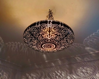 Handmade Moroccan Brass Pendant Light – Ceiling Lamp - Moorish  Lighting .