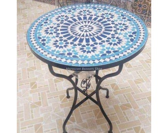 Explore our Moroccan table: Mosaic, Tile, Round table. Ideal for Gardens, Patios, and Outdoor Dining. Bring Moroccan Charm to Your Home!