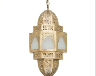 Handmade Moroccan Pendant Light: Traditional Arabic Brass Ceiling Lamp