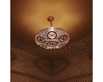 Handmade Moroccan Brass Ceiling Lamp: Boho Light Fixture