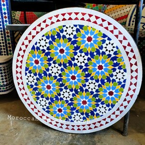 Handcrafted Elegance: Colorful Mosaic Patterns in Every Detail of Your Unique Patio Decor. Moroccan Mosaic Table, dinner table, Round Table.
