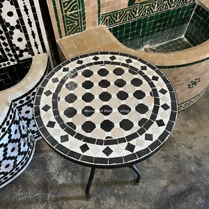 Moroccan Mosaic Table - Round Outdoor Furniture - Handmade Coffee Table for Garden Decor - Mosaic Tile Table for Bohemian Living Spaces
