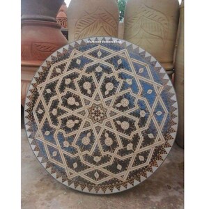 Moroccan Mosaic Tile Table – Round Outdoor Coffee Table – Patio and Garden Furniture – Authentic Moroccan Decor for Indoor & Outdoor Spaces