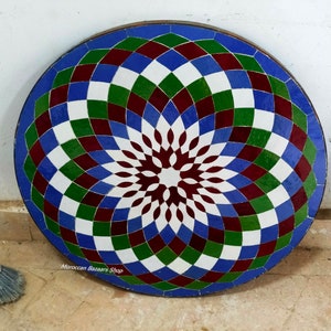 Bring Your Garden to Life: Artisan-Made Moroccan Garden Table with Colorful Mosaic Patterns. Moroccan Mosaic Table, Round table, tile table