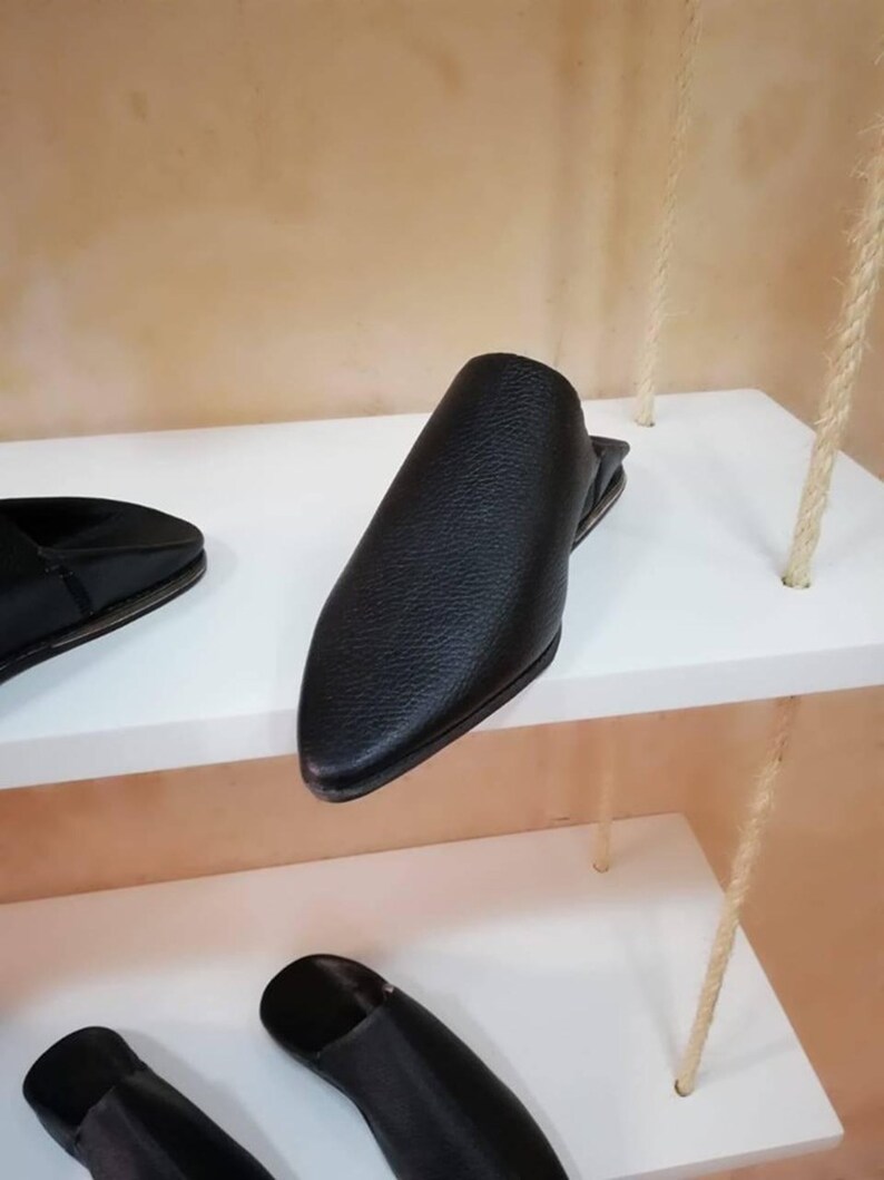 leather mens slippers gift for him grooms slippers mens slippers Moroccan men babouche black slippers fathers day gift.